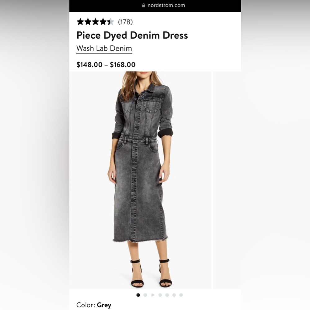 WASH LAB Piece Dyed Denim Dress - Color Grey, Size Medium